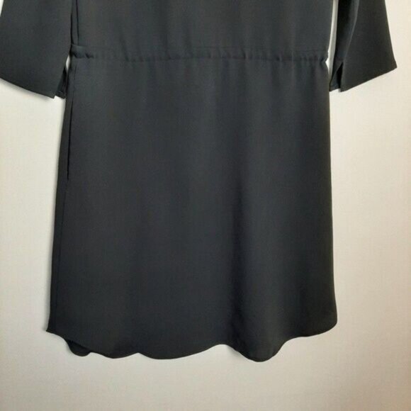 BABATON / Aritzia Shirt Dress Long Sleeve Waist Drawstring Black Sz XS Flawed - Picture 12 of 16